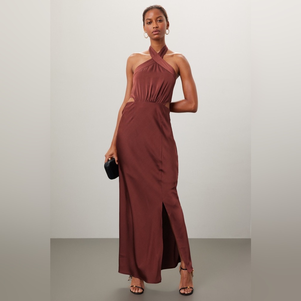MINKPINK One Shoulder Brown Dress